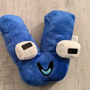 Alphabet Lore Plush   Blue     Letter  V  w  Eyes &  Mouth  Stuffed Pillow 7"